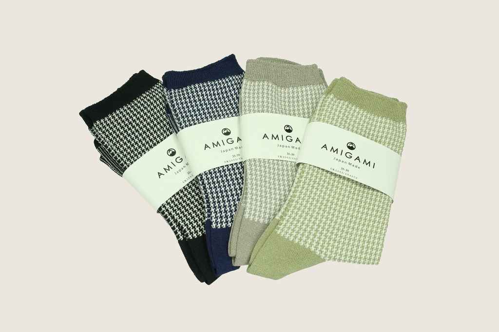 Washi Socks short Hounds's-Tooth-Check Pattern