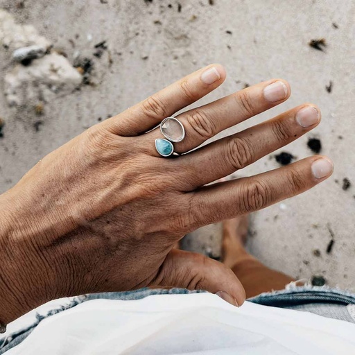 [1000693] Ring Silber mit Larimar und Citrin