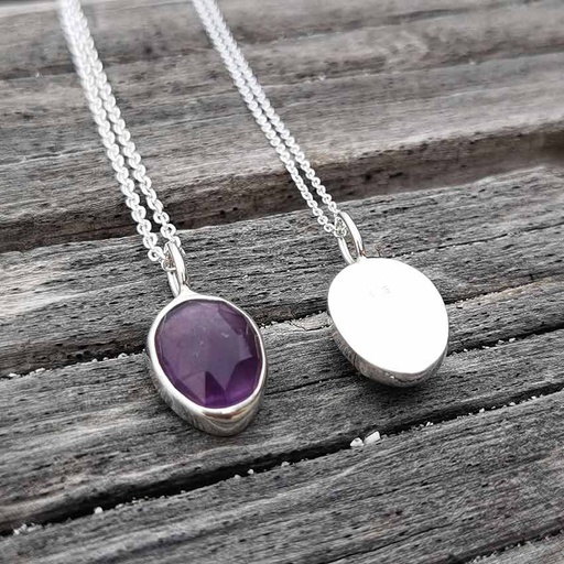 [1000688] Halskette Silber mit Amethyst