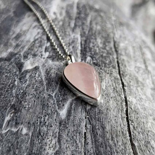 [1000691] Halskette Silber mit Rosenquarz