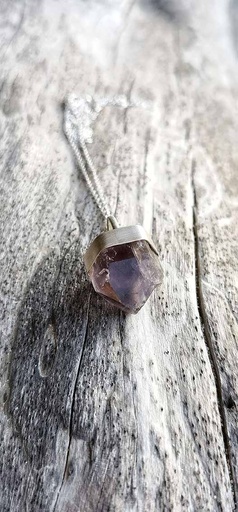 [1000692] Halskette Silber mit Amethyst roh