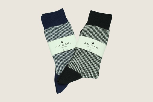 Socken Amigami lange mit Hound's-Tooth-Check Muster